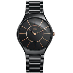 Rado Men's Quartz Watch - True Thinline Black Dial Ceramic Bracelet | R27741152