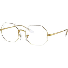Ray-Ban Unisex Eyeglasses - White Shiny Gold Geometric Frame | RAY BAN 0RX1972V 3104
