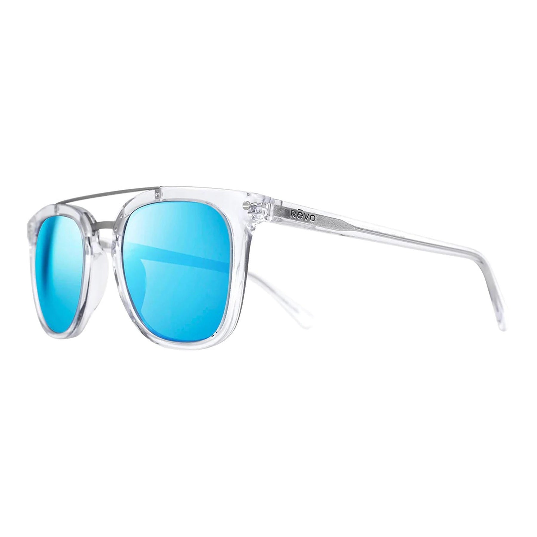 Revo Atlas Polarized Sunglasses - Black Frames with Reflective Blue Lenses Revo | Crawler Sport Wrap Sunglasses – Revo Sunglasses main image 2