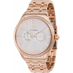 S. Coifman Men's Watch - Quartz Date Display Silver Dial Rose Gold Bracelet | SC0536