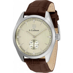 S. Coifman Men's Watch - Quartz Ivory Dial Brown Leather Strap Silver Case | SC0528
