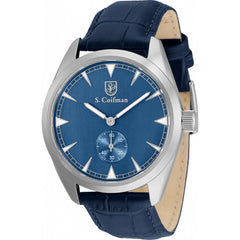 S. Coifman Men's Watch - Quartz Metallic Blue Dial Leather Strap Steel Case | SC0530