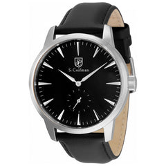 S. Coifman Men's Watch - Quartz Silver Tone Case Black Leather Strap | SC0513