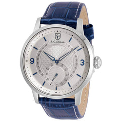 S. Coifman Men's Watch - Quartz Silver Tone Dial Blue Leather Strap | SC0465