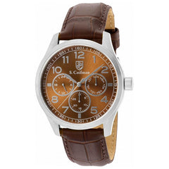 S. Coifman Men's Watch - Silver Tone Case Copper Dial Brown Leather Strap | SC0502