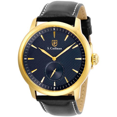 S. Coifman Men's Watch - Yellow Gold Case Blue Dial Black Leather Strap | SC0460