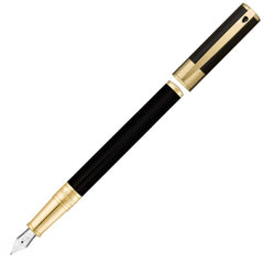 S.T. Dupont Fountain Pen - D-Initial Black Cylindrical Shape, Medium Nib | DP260205
