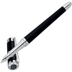 S.T. Dupont Fountain Pen - Liberté Black Lacquer and Silver, Medium Nib | DP460674
