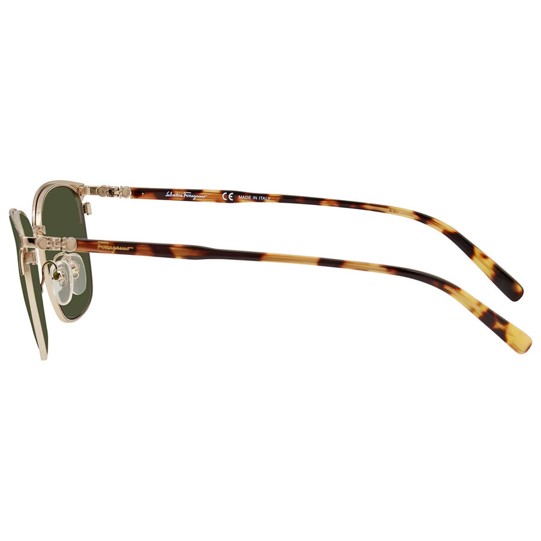 Salvatore Ferragamo Dark Green Sunglasses with Gold Details FERRAGAMO Vintage Sunglasses Green Oval Wrap Rectangular  main image 2