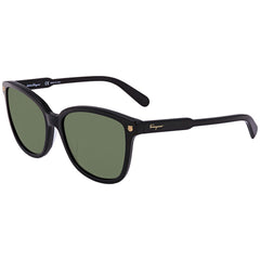 Salvatore Ferragamo Unisex Sunglasses - Green Lens Black Square Frame | SF815S 001