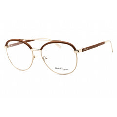 Salvatore Ferragamo Women's Eyeglasses - Gold/Brown Round Shape Frame | SF2195L 704