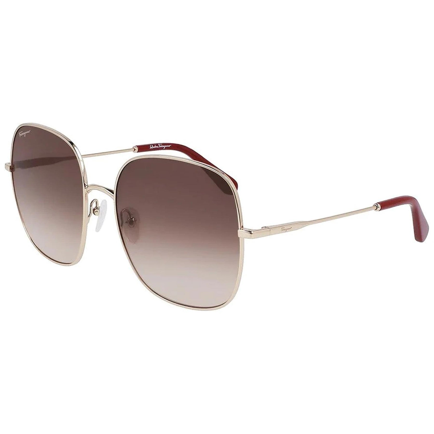 Salvatore Ferragamo Brown Gradient Lens Aviator Sunglasses with Gold Frame Aviator frame sunglasses - Men | Ferragamo main image 3