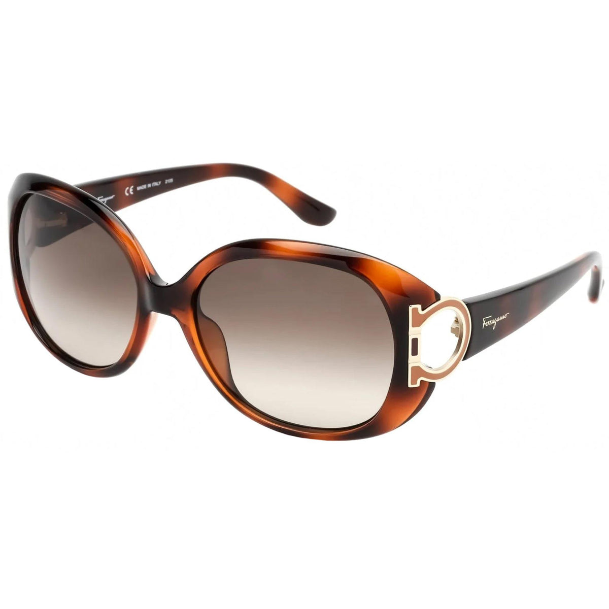 Salvatore Ferragamo Tortoise Sunglasses with SF Logo at Temples display picture 2