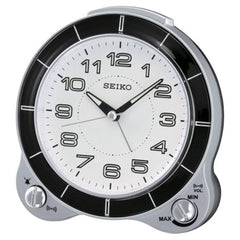 Seiko Alarm Clock - Akiko Quartz Silver Tone and Black | QHK031SLH