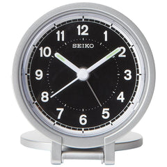 Seiko Alarm Clock - Pocket Travel Luminous Hands Silver Tone | QHT011ALH