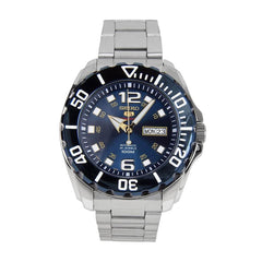 Seiko Bracelet Watch - 5 Sports Automatic Power Reserve Blue Dial Silver | SRPB37K1