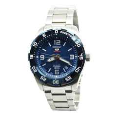 Seiko Bracelet Watch - 5 Sports Automatic Rotating Bezel Blue Dial Silver | SRPB85K1