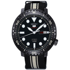 Seiko Men's Automatic Watch - 5 Sports Black and White Nylon Strap | SRPC67K1
