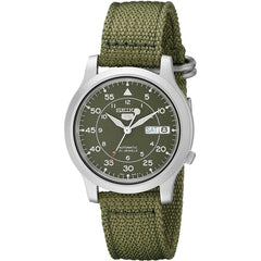 Seiko Men's Automatic Watch - 5 Sports Day-Date Green Dial Nylon Strap | SNK805K2