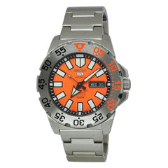 Seiko Men's Automatic Watch - 5 Sports Orange Dial Steel Bracelet | SRP483K1