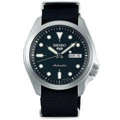 Seiko Men's Automatic Watch - 5 Sports Power Reserve Black Dial Nylon Strap | SRPE67K1