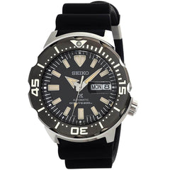 Seiko Men's Automatic Watch - Prospex Day-Date Black Dial Silicone Strap| SRPD27K1