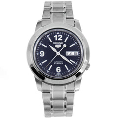 Seiko Men's Automatic Watch - Seiko 5 Dark Blue Dial Silver Tone Bracelet | SNKE61K1