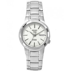 Seiko Men's Automatic Watch - Seiko 5 White Dial Stainless Steel Bracelet | SNKA01K1