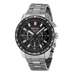 Seiko Men's Chronograph Watch - Black Dial Stainless Steel Bracelet | SSB031P1