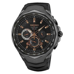 Seiko Men's Chronograph Watch - Coutura Black Case Silicone Strap | SSC811P9
