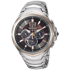 Seiko Men's Chronograph Watch - Coutura Brown & Black Dial Steel Bracelet | SSC628