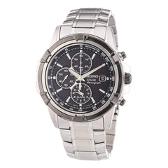 Seiko Men's Chronograph Watch - Discover More Solar Black Dial | SSC147P1