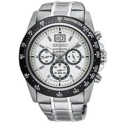 Seiko Men's Chronograph Watch - Lord Black and White Dial Bracelet | SPC241P1