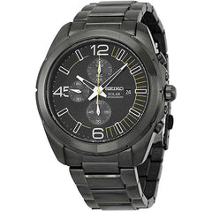Seiko Men's Chronograph Watch - Solar Black IP Stainless Steel Bracelet | SSC217P1