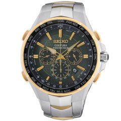 Seiko Men's Quartz Watch - Coutura Chronograph Green Dial Two Tone Bracelet | SSG022P9