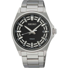 Seiko Men's Quartz Watch - Essentials Black Dial Stainless Steel Bracelet | SUR505P1