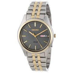 Seiko Men's Two Tone Day Date Quartz Solar Watch SNE042