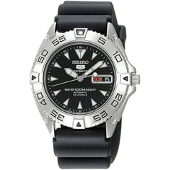 Seiko Men's Watch - 5 Sports Automatic Power Reserve Black Rubber Strap | SNZB33J2