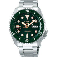 Seiko Men's Watch - 5 Sports Automatic Power Reserve Green Dial Bracelet | SRPD63K1