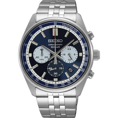 Seiko Men's Watch - Chronograph Blue Dial Silver Stainless Steel Bracelet | SSB427P1
