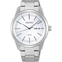 Seiko Men's Watch - Power Reserve Date White Dial Stainless Steel Bracelet | SNE523P1