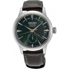 Seiko Men's Watch - Presage Midnight Mockingbird Green Dial Leather Strap | SSA459J1