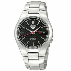 Seiko Men's Watch - Seiko 5 Day-Date Black Dial Silver Tone Bracelet | SNK607K1