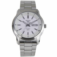 Seiko Men's Watch - Series 5 Automatic White Dial Silver Steel Bracelet | SNKP09K1