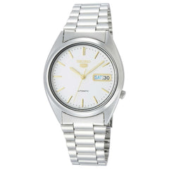 Seiko Men's Watch - Series 5 Automatic White Dial Silver Steel Bracelet | SNXG47K1