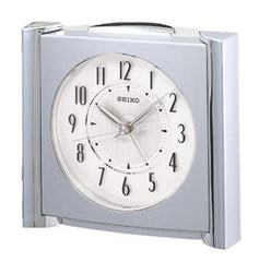 Seiko QXE418SLH Get Up and Glow Alarm Silver Tone Metallic Clock