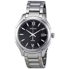 Seiko SGEF69P1 Men's Stainless Steel Bracelet Black Dial Watch
