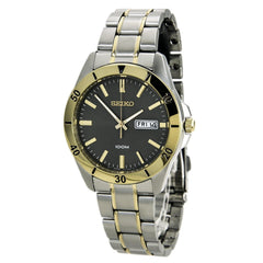Seiko SGGA88 Men's Grey Dial Two Tone Gold Plated Steel Bracelet Quartz Dress Watch