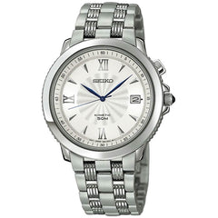 Seiko SKA233 Men's Le Grand Sport Silver White Dial Steel Bracelet Kinetic Watch