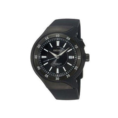 Seiko SKA453 Men's Kinetic Streamline Black Ion Plated Urethane Strap Watch
